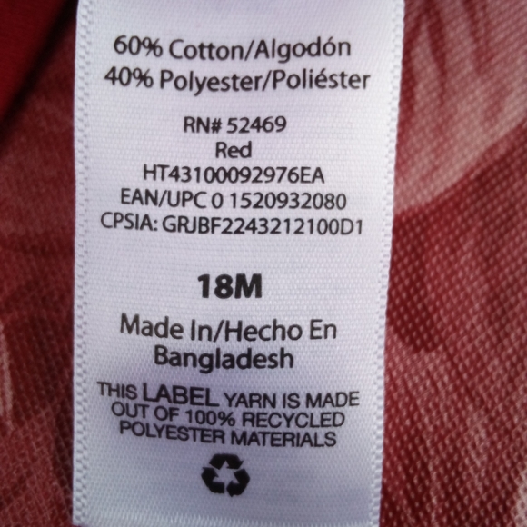 Unisex Long Sleeve RED Graphic Christmas Crew Tee Size 18 Months - Picture 6 of 6